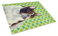 French Bulldog St. Patrick's Day Shamrock Portrait Cutting Board Tempered Glass Kitchen Cutting Surface, Heat Resistant Chopping, Non-Slip Feet, Food Prep & Serving