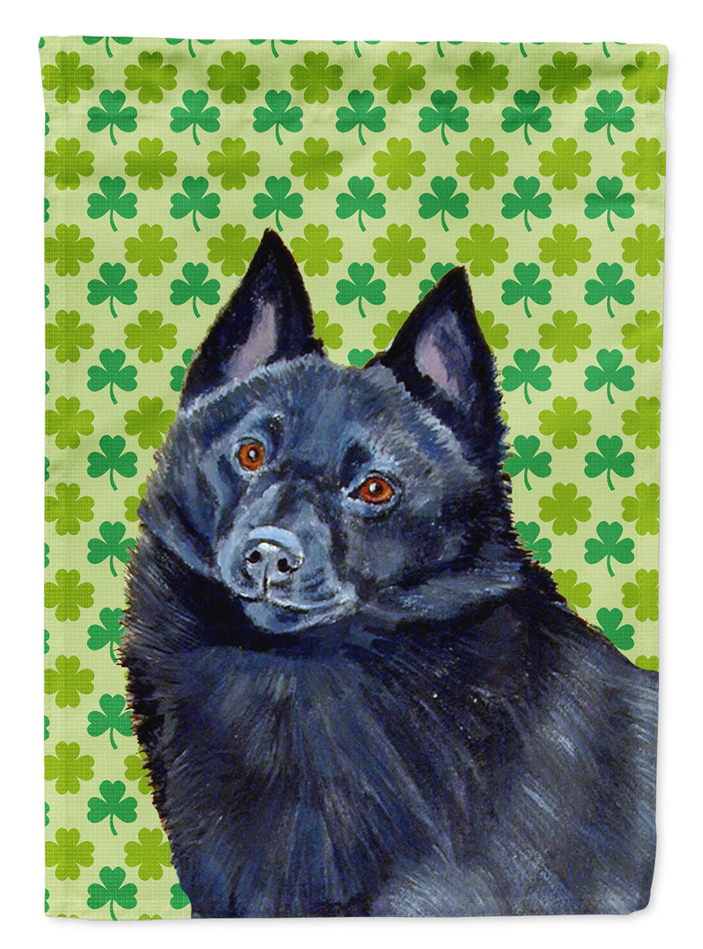 Schipperke St. Patrick's Day Shamrock Portrait House Flag 28x40 Porch Sleeve Pole Decorative Outside Yard Banner Artwork Wall Hanging, Polyester