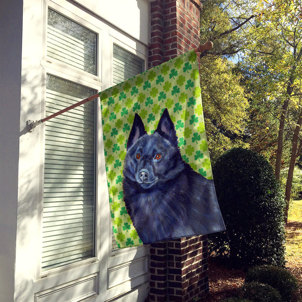 Schipperke St. Patrick's Day Shamrock Portrait House Flag 28x40 Porch Sleeve Pole Decorative Outside Yard Banner Artwork Wall Hanging, Polyester