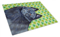 Schipperke St. Patrick's Day Shamrock Portrait Cutting Board Tempered Glass Kitchen Cutting Surface, Heat Resistant Chopping, Non-Slip Feet, Food Prep & Serving