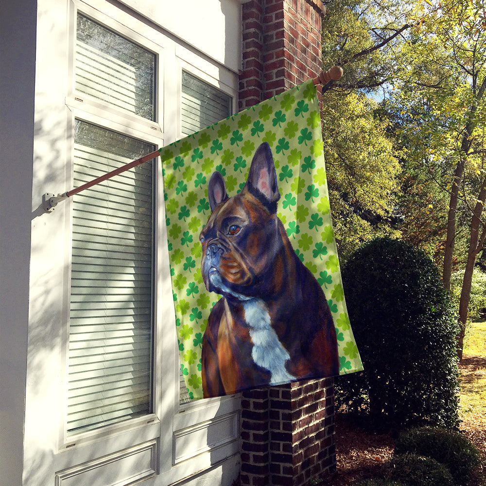 French Bulldog St. Patrick's Day Shamrock Portrait House Flag 28x40 Porch Sleeve Pole Decorative Outside Yard Banner Artwork Wall Hanging, Polyester