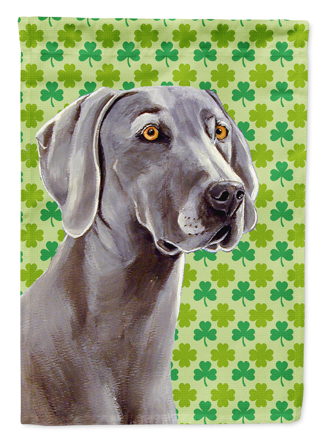 Weimaraner St. Patrick's Day Shamrock Portrait House Flag 28x40 Porch Sleeve Pole Decorative Outside Yard Banner Artwork Wall Hanging, Polyester
