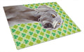 Weimaraner St. Patrick's Day Shamrock Portrait Cutting Board Tempered Glass Kitchen Cutting Surface, Heat Resistant Chopping, Non-Slip Feet, Food Prep & Serving
