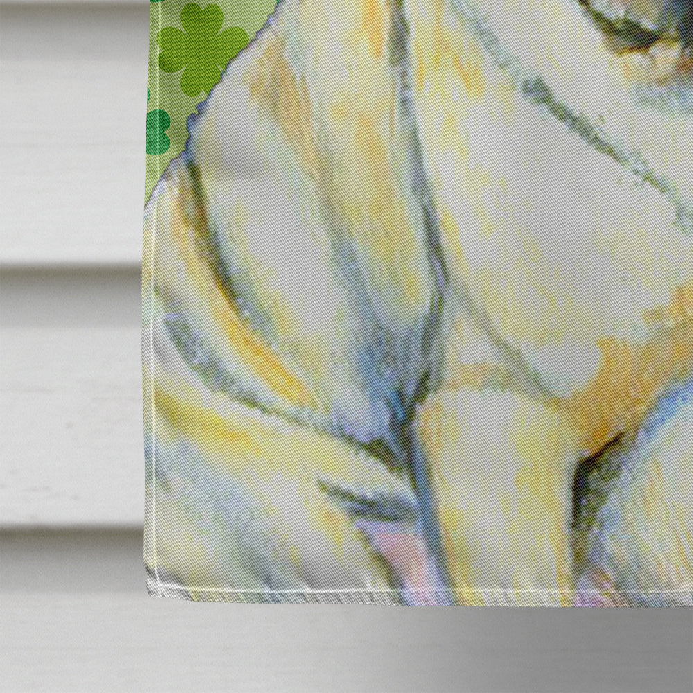 Pug St. Patrick's Day Shamrock Portrait House Flag 28x40 Porch Sleeve Pole Decorative Outside Yard Banner Artwork Wall Hanging, Polyester