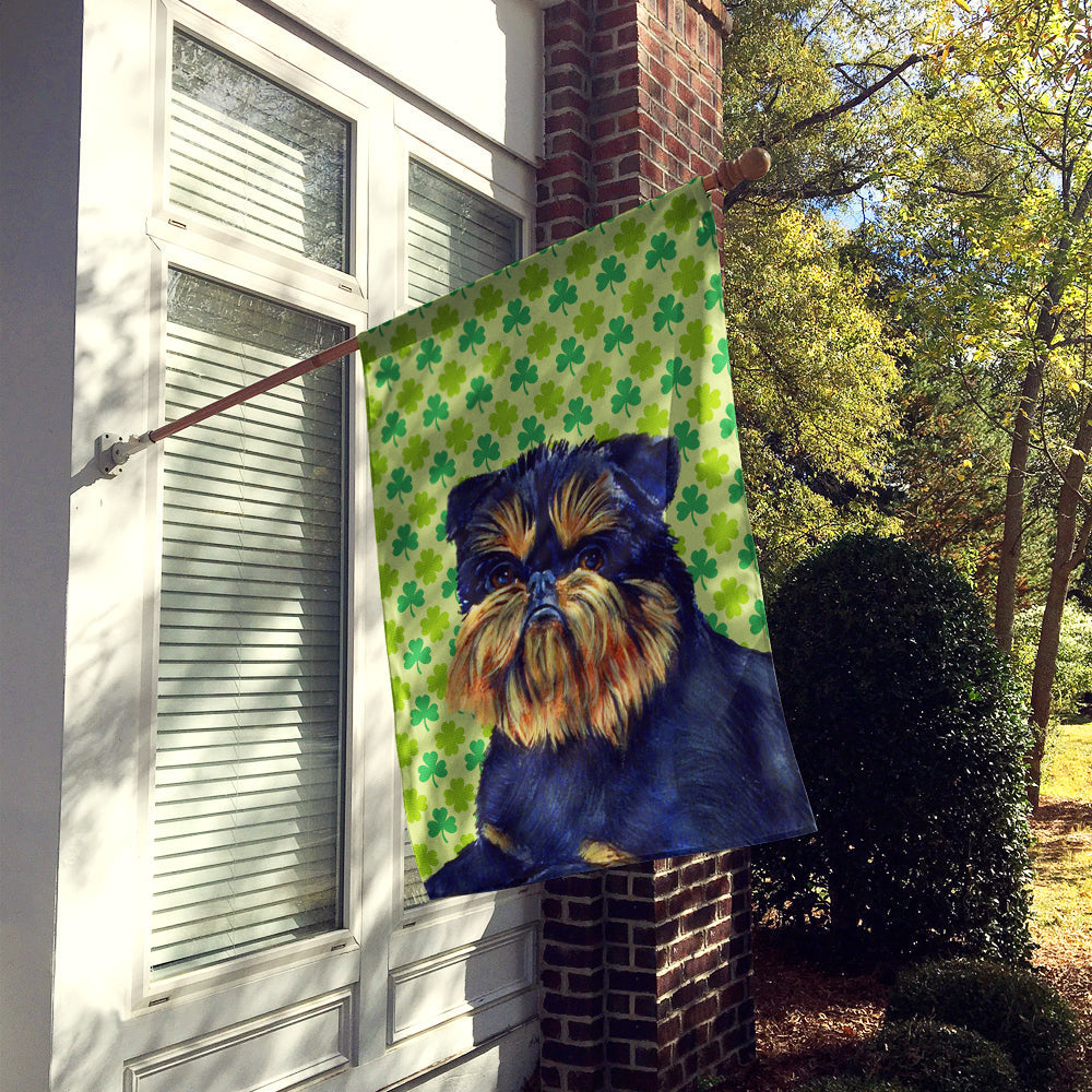 Brussels Griffon St. Patrick's Day Shamrock Portrait House Flag 28x40 Porch Sleeve Pole Decorative Outside Yard Banner Artwork Wall Hanging, Polyester