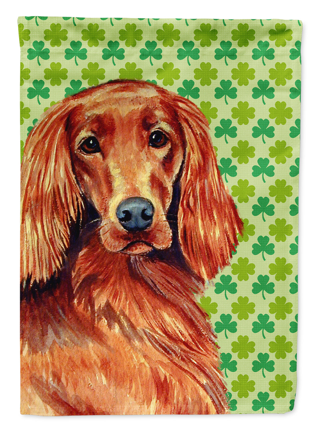 Irish Setter St. Patrick's Day Shamrock Portrait House Flag 28x40 Porch Sleeve Pole Decorative Outside Yard Banner Artwork Wall Hanging, Polyester