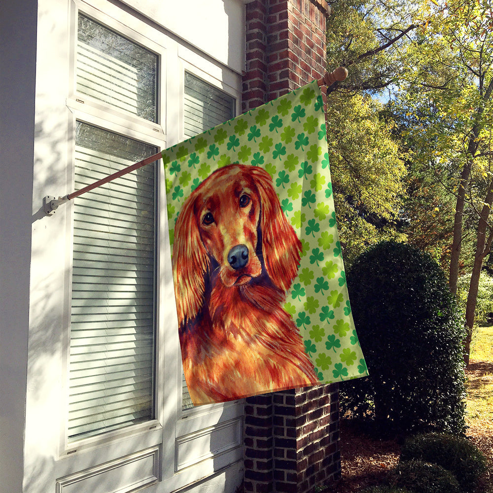 Irish Setter St. Patrick's Day Shamrock Portrait House Flag 28x40 Porch Sleeve Pole Decorative Outside Yard Banner Artwork Wall Hanging, Polyester
