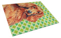 Irish Setter St. Patrick's Day Shamrock Portrait Cutting Board Tempered Glass Kitchen Cutting Surface, Heat Resistant Chopping, Non-Slip Feet, Food Prep & Serving