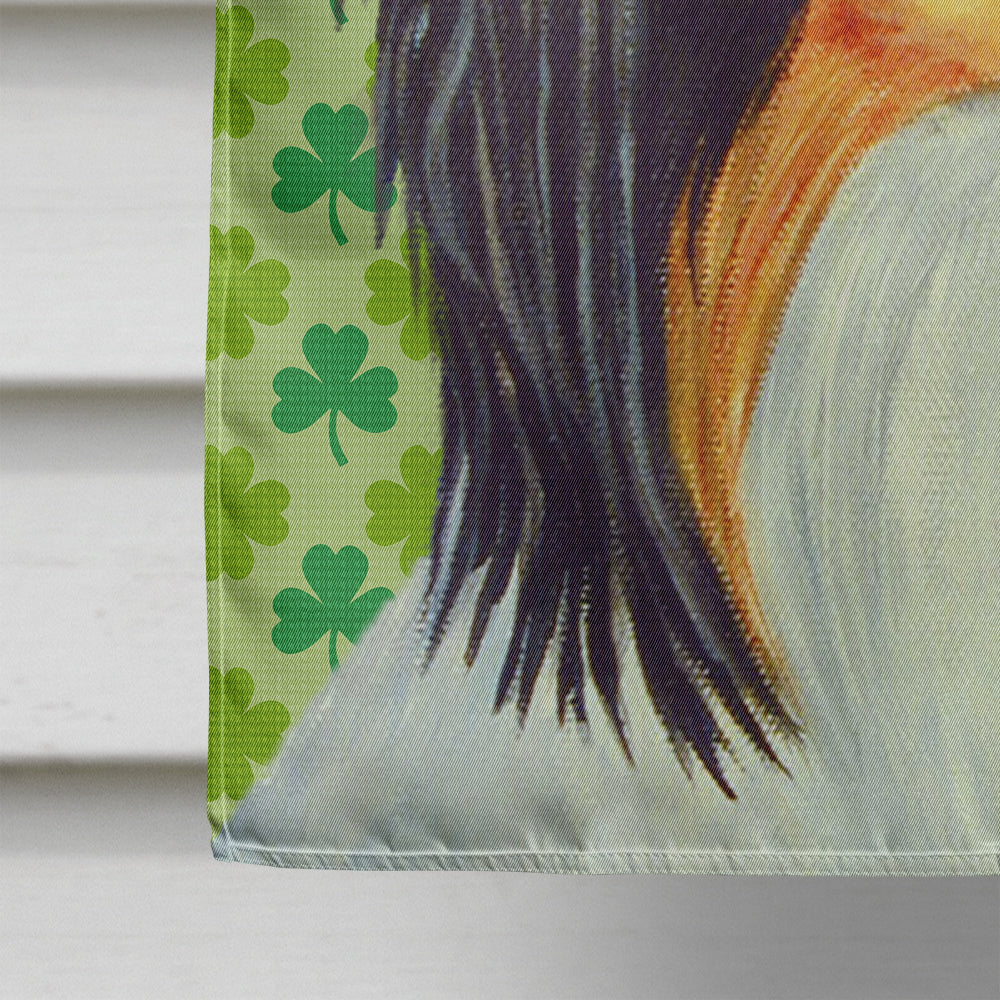 Papillon St. Patrick's Day Shamrock Portrait House Flag 28x40 Porch Sleeve Pole Decorative Outside Yard Banner Artwork Wall Hanging, Polyester