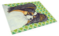 Papillon St. Patrick's Day Shamrock Portrait Cutting Board Tempered Glass Kitchen Cutting Surface, Heat Resistant Chopping, Non-Slip Feet, Food Prep & Serving