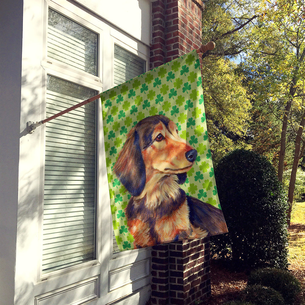 Dachshund St. Patrick's Day Shamrock Portrait House Flag 28x40 Porch Sleeve Pole Decorative Outside Yard Banner Artwork Wall Hanging, Polyester
