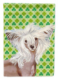 Chinese Crested St. Patrick's Day Shamrock Portrait House Flag 28x40 Porch Sleeve Pole Decorative Outside Yard Banner Artwork Wall Hanging, Polyester
