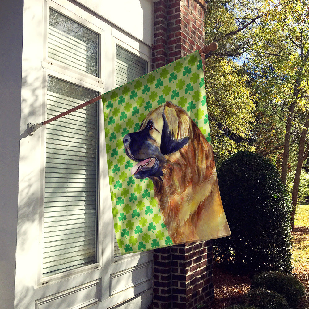Leonberger St. Patrick's Day Shamrock Portrait House Flag 28x40 Porch Sleeve Pole Decorative Outside Yard Banner Artwork Wall Hanging, Polyester