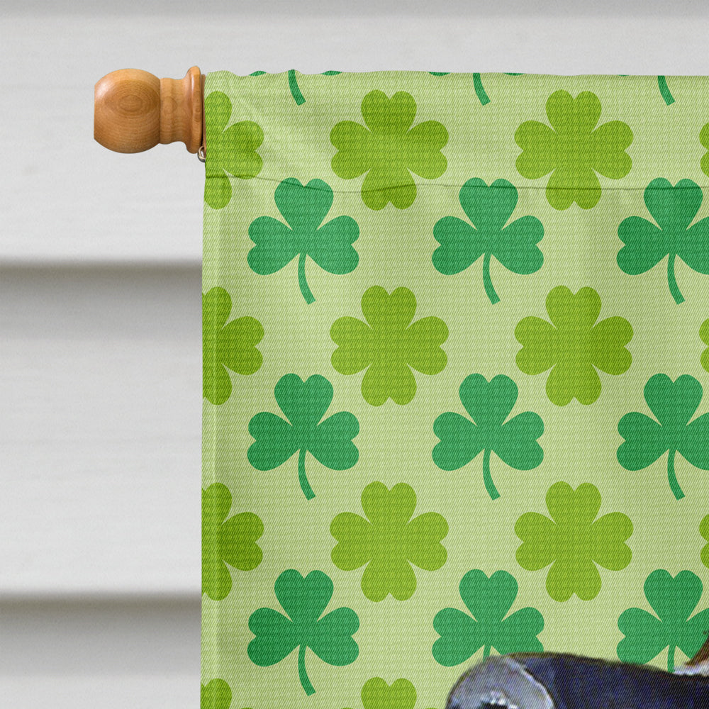 Leonberger St. Patrick's Day Shamrock Portrait House Flag 28x40 Porch Sleeve Pole Decorative Outside Yard Banner Artwork Wall Hanging, Polyester