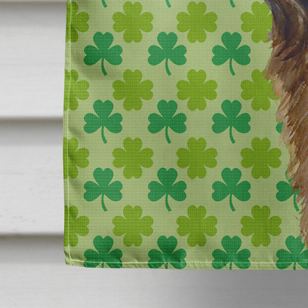 Leonberger St. Patrick's Day Shamrock Portrait House Flag 28x40 Porch Sleeve Pole Decorative Outside Yard Banner Artwork Wall Hanging, Polyester