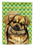 Tibetan Spaniel St. Patrick's Day Shamrock Portrait House Flag 28x40 Porch Sleeve Pole Decorative Outside Yard Banner Artwork Wall Hanging, Polyester
