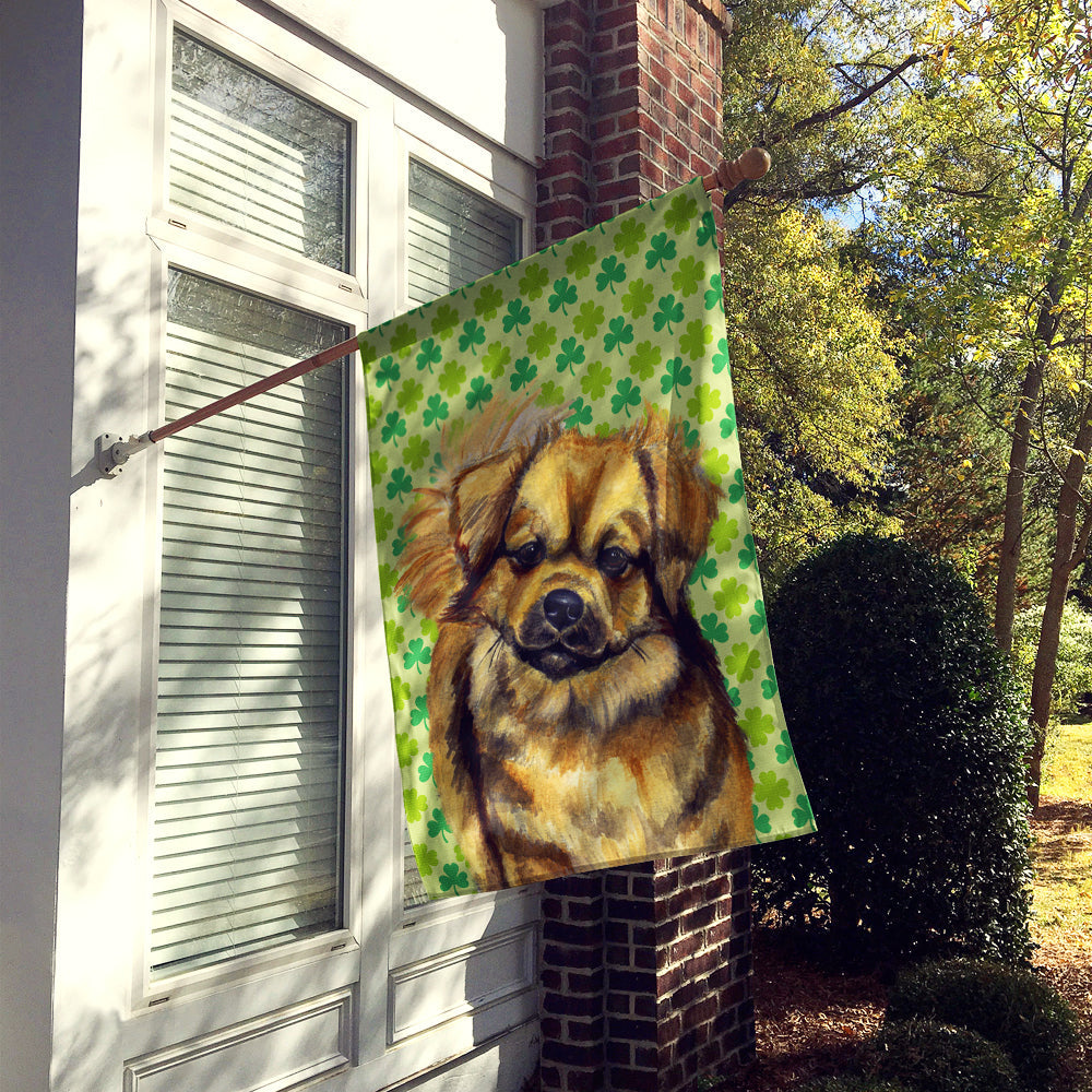 Tibetan Spaniel St. Patrick's Day Shamrock Portrait House Flag 28x40 Porch Sleeve Pole Decorative Outside Yard Banner Artwork Wall Hanging, Polyester
