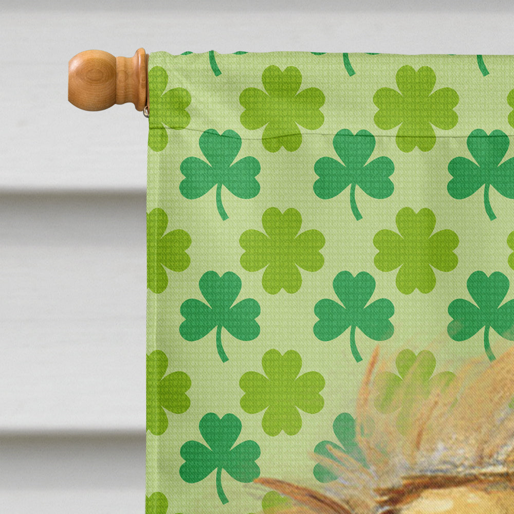 Tibetan Spaniel St. Patrick's Day Shamrock Portrait House Flag 28x40 Porch Sleeve Pole Decorative Outside Yard Banner Artwork Wall Hanging, Polyester