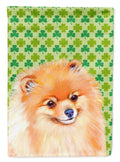 Pomeranian St. Patrick's Day Shamrock Portrait House Flag 28x40 Porch Sleeve Pole Decorative Outside Yard Banner Artwork Wall Hanging, Polyester
