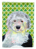 Old English Sheepdog St. Patrick's Day Shamrock Portrait House Flag 28x40 Porch Sleeve Pole Decorative Outside Yard Banner Artwork Wall Hanging, Polyester