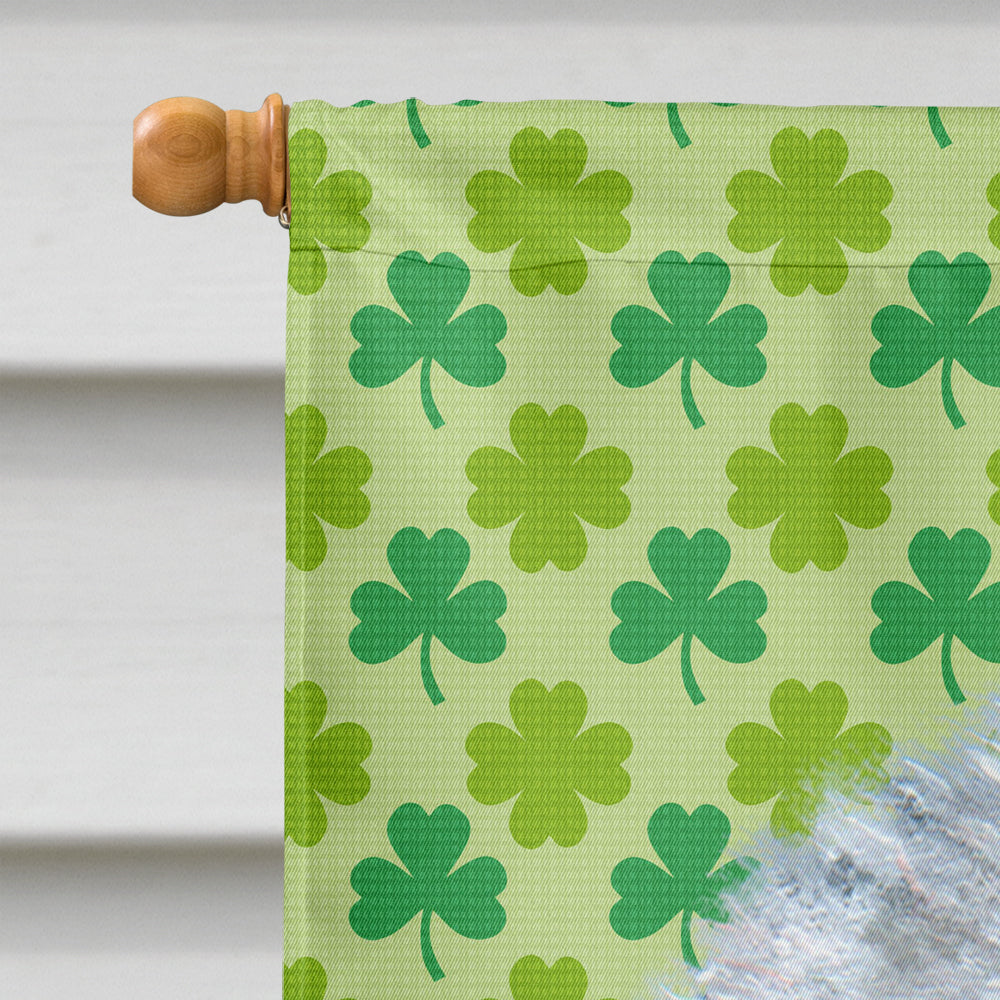 Old English Sheepdog St. Patrick's Day Shamrock Portrait House Flag 28x40 Porch Sleeve Pole Decorative Outside Yard Banner Artwork Wall Hanging, Polyester