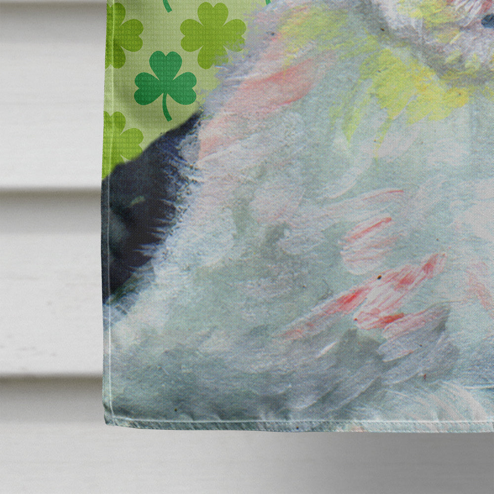 Old English Sheepdog St. Patrick's Day Shamrock Portrait House Flag 28x40 Porch Sleeve Pole Decorative Outside Yard Banner Artwork Wall Hanging, Polyester