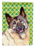 Norwegian Elkhound St. Patrick's Day Shamrock Portrait House Flag 28x40 Porch Sleeve Pole Decorative Outside Yard Banner Artwork Wall Hanging, Polyester