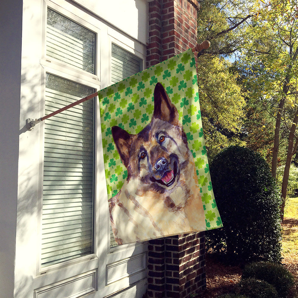 Norwegian Elkhound St. Patrick's Day Shamrock Portrait House Flag 28x40 Porch Sleeve Pole Decorative Outside Yard Banner Artwork Wall Hanging, Polyester