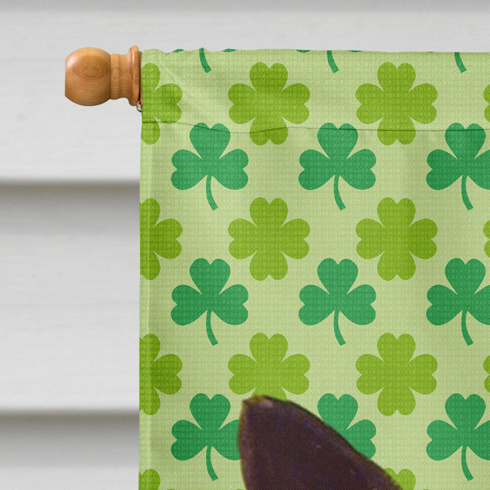 Norwegian Elkhound St. Patrick's Day Shamrock Portrait House Flag 28x40 Porch Sleeve Pole Decorative Outside Yard Banner Artwork Wall Hanging, Polyester