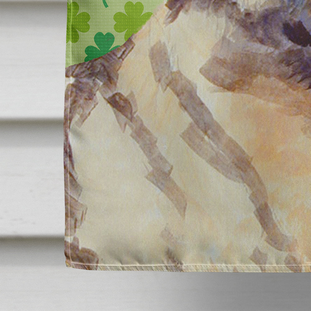Norwegian Elkhound St. Patrick's Day Shamrock Portrait House Flag 28x40 Porch Sleeve Pole Decorative Outside Yard Banner Artwork Wall Hanging, Polyester