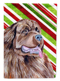 Newfoundland Candy Cane Holiday Christmas House Flag 28x40 Porch Sleeve Pole Decorative Outside Yard Banner Artwork Wall Hanging, Polyester