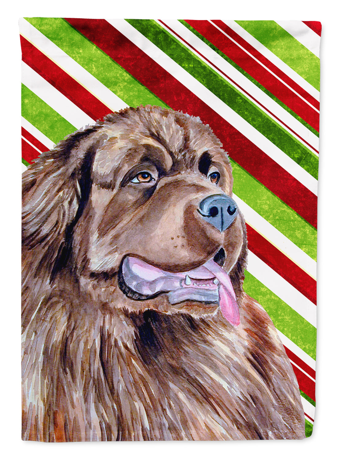 Newfoundland Candy Cane Holiday Christmas House Flag 28x40 Porch Sleeve Pole Decorative Outside Yard Banner Artwork Wall Hanging, Polyester