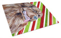 Newfoundland Candy Cane Holiday Christmas Cutting Board Tempered Glass Kitchen Cutting Surface, Heat Resistant Chopping, Non-Slip Feet, Food Prep & Serving