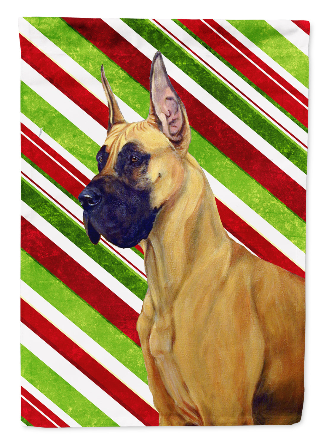 Great Dane Candy Cane Holiday Christmas House Flag 28x40 Porch Sleeve Pole Decorative Outside Yard Banner Artwork Wall Hanging, Polyester