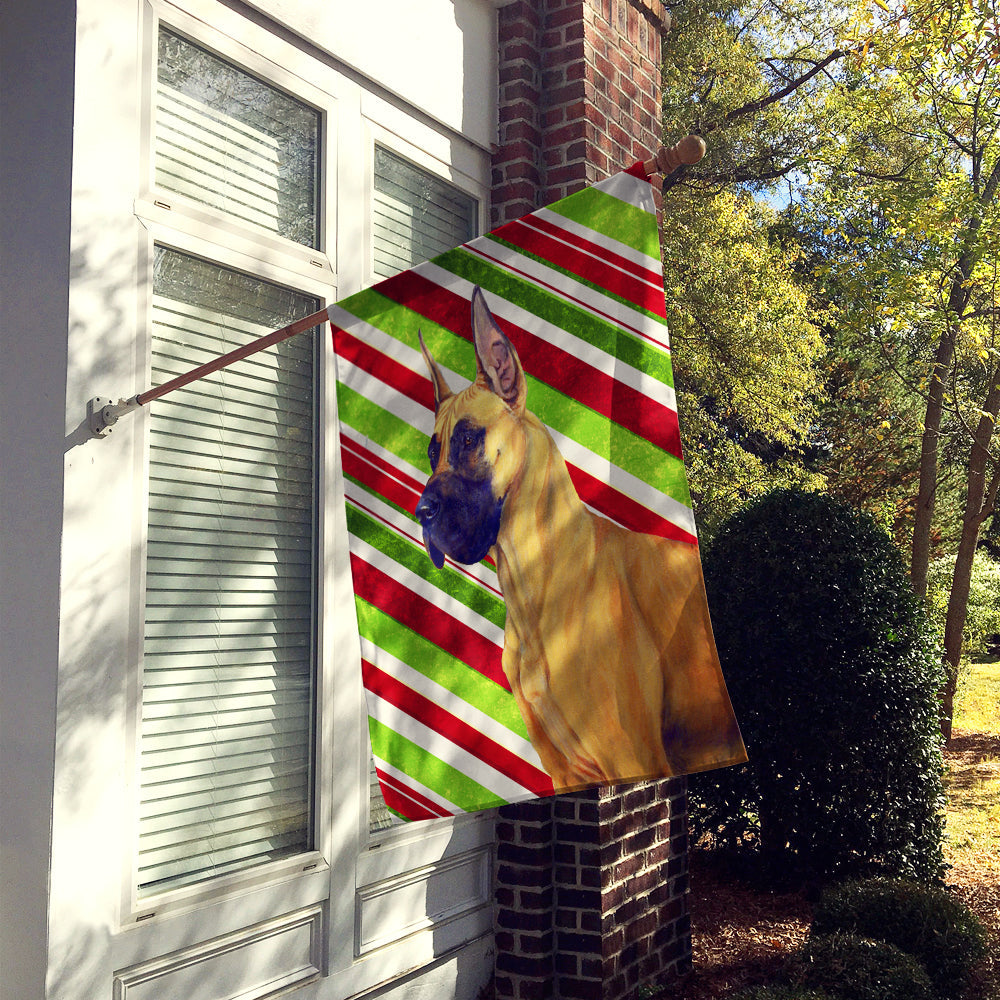 Great Dane Candy Cane Holiday Christmas House Flag 28x40 Porch Sleeve Pole Decorative Outside Yard Banner Artwork Wall Hanging, Polyester