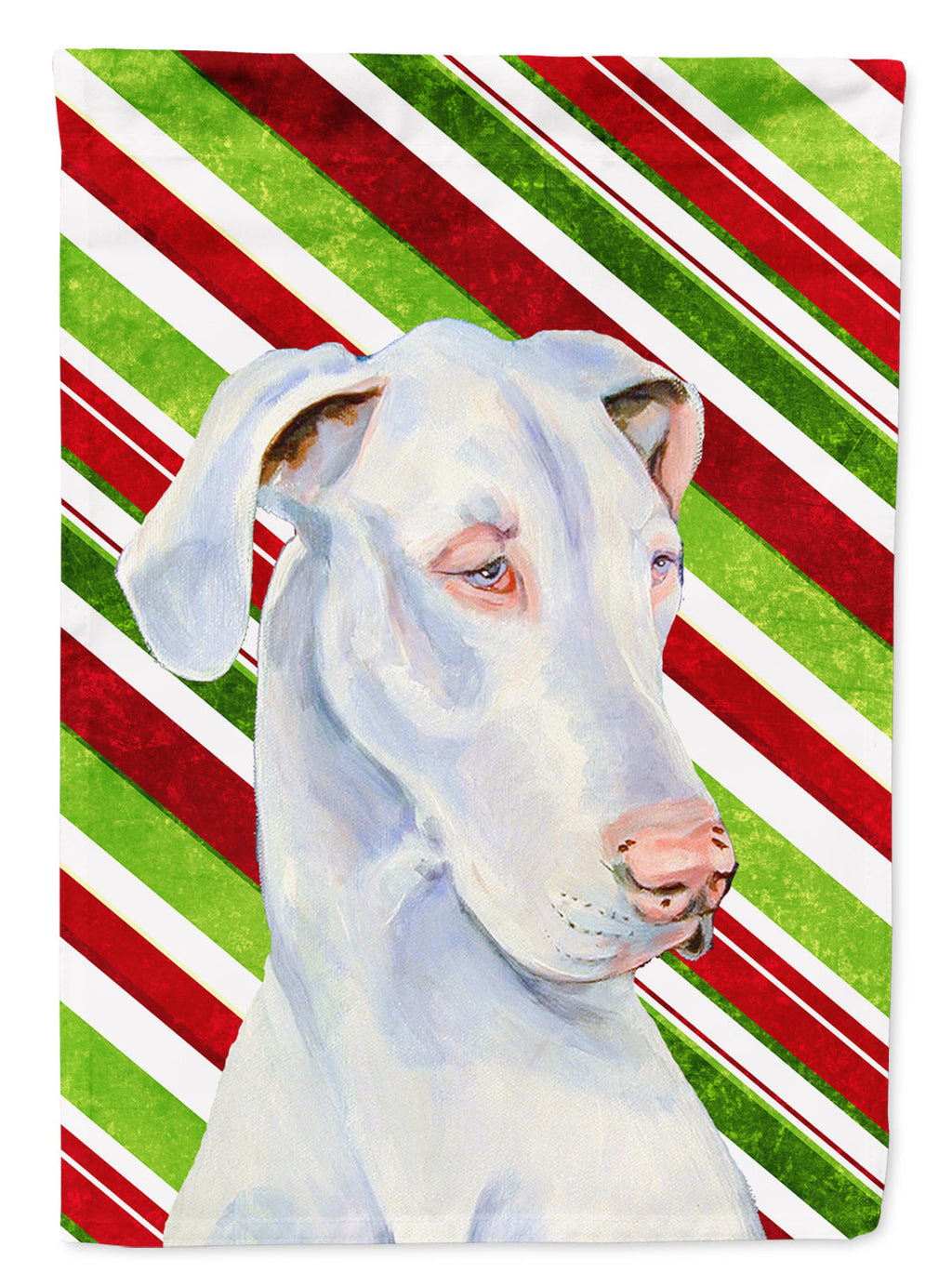 Great Dane Candy Cane Holiday Christmas House Flag 28x40 Porch Sleeve Pole Decorative Outside Yard Banner Artwork Wall Hanging, Polyester