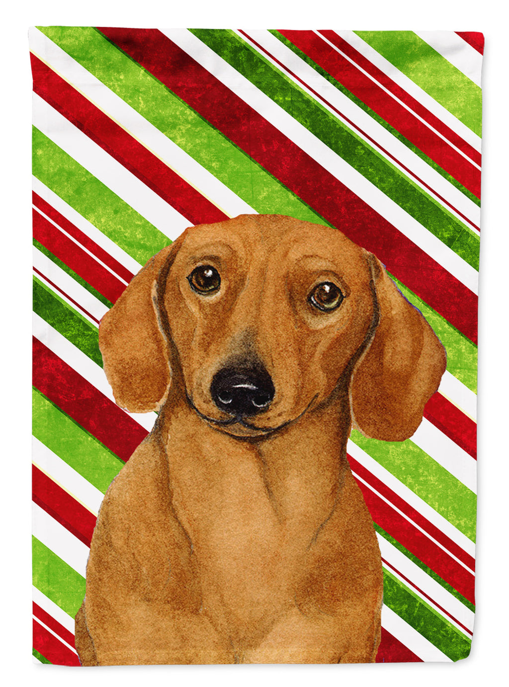 Dachshund Candy Cane Holiday Christmas House Flag 28x40 Porch Sleeve Pole Decorative Outside Yard Banner Artwork Wall Hanging, Polyester