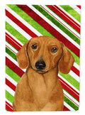 Dachshund Candy Cane Holiday Christmas House Flag 28x40 Porch Sleeve Pole Decorative Outside Yard Banner Artwork Wall Hanging, Polyester