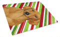 Dachshund Candy Cane Holiday Christmas Cutting Board Tempered Glass Kitchen Cutting Surface, Heat Resistant Chopping, Non-Slip Feet, Food Prep & Serving