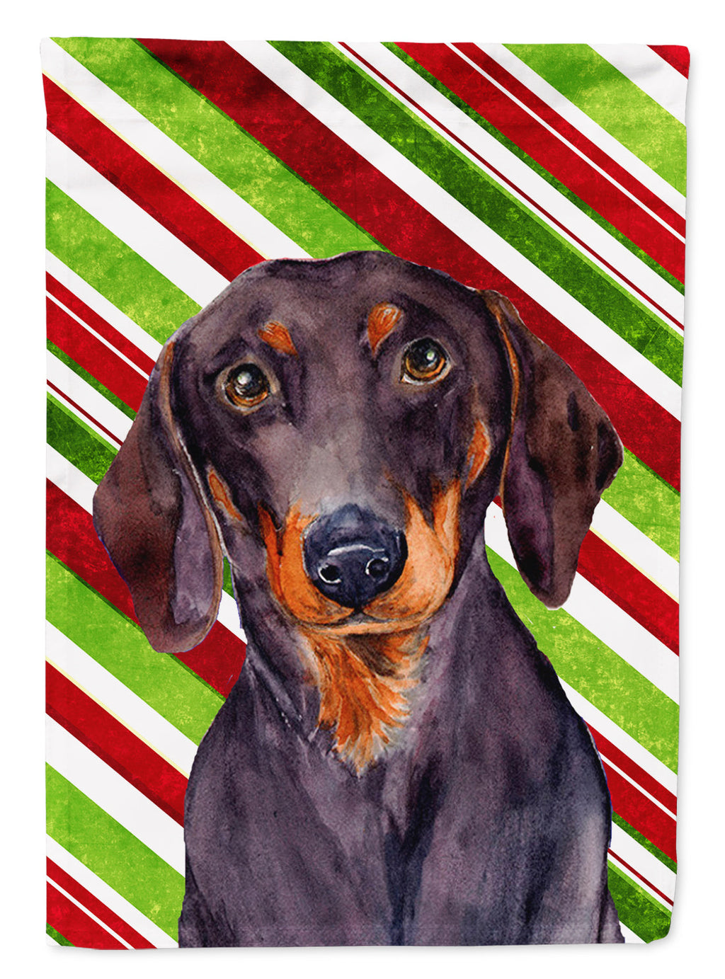 Dachshund Candy Cane Holiday Christmas House Flag 28x40 Porch Sleeve Pole Decorative Outside Yard Banner Artwork Wall Hanging, Polyester