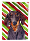 Dachshund Candy Cane Holiday Christmas House Flag 28x40 Porch Sleeve Pole Decorative Outside Yard Banner Artwork Wall Hanging, Polyester