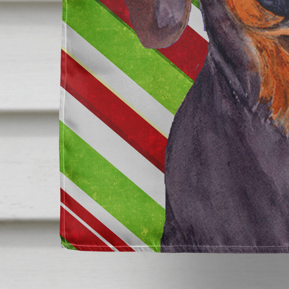 Dachshund Candy Cane Holiday Christmas House Flag 28x40 Porch Sleeve Pole Decorative Outside Yard Banner Artwork Wall Hanging, Polyester
