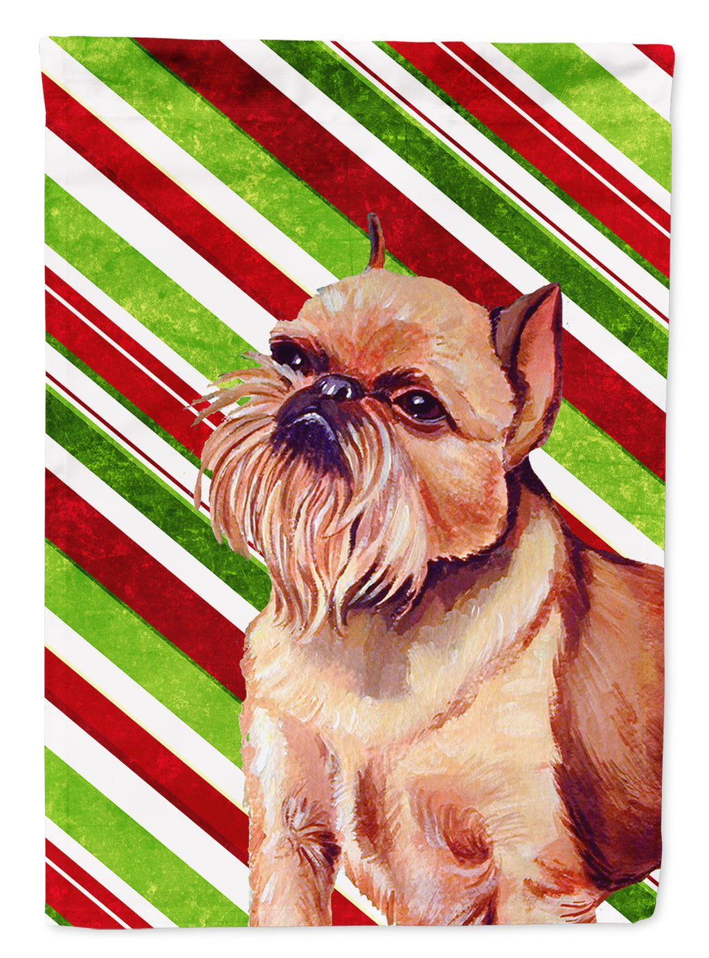 Brussels Griffon Candy Cane Holiday Christmas House Flag 28x40 Porch Sleeve Pole Decorative Outside Yard Banner Artwork Wall Hanging, Polyester