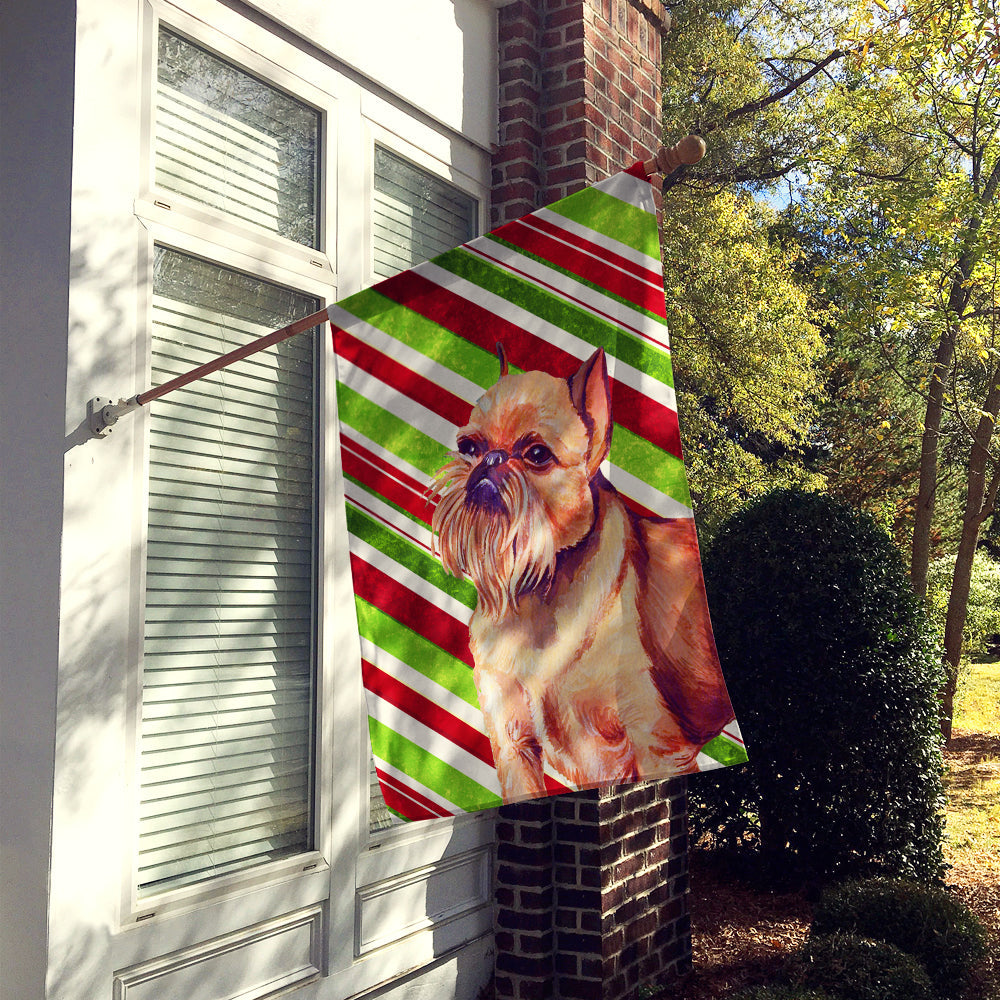Brussels Griffon Candy Cane Holiday Christmas House Flag 28x40 Porch Sleeve Pole Decorative Outside Yard Banner Artwork Wall Hanging, Polyester