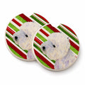 Westie Candy Cane Holiday Christmas Set of 2 Cup Holder Car Coasters Absorbent Round Sandstone Coasters Gifts for Men or Women, 2.5, Multicolor
