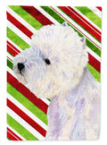 Westie Candy Cane Holiday Christmas House Flag 28x40 Porch Sleeve Pole Decorative Outside Yard Banner Artwork Wall Hanging, Polyester