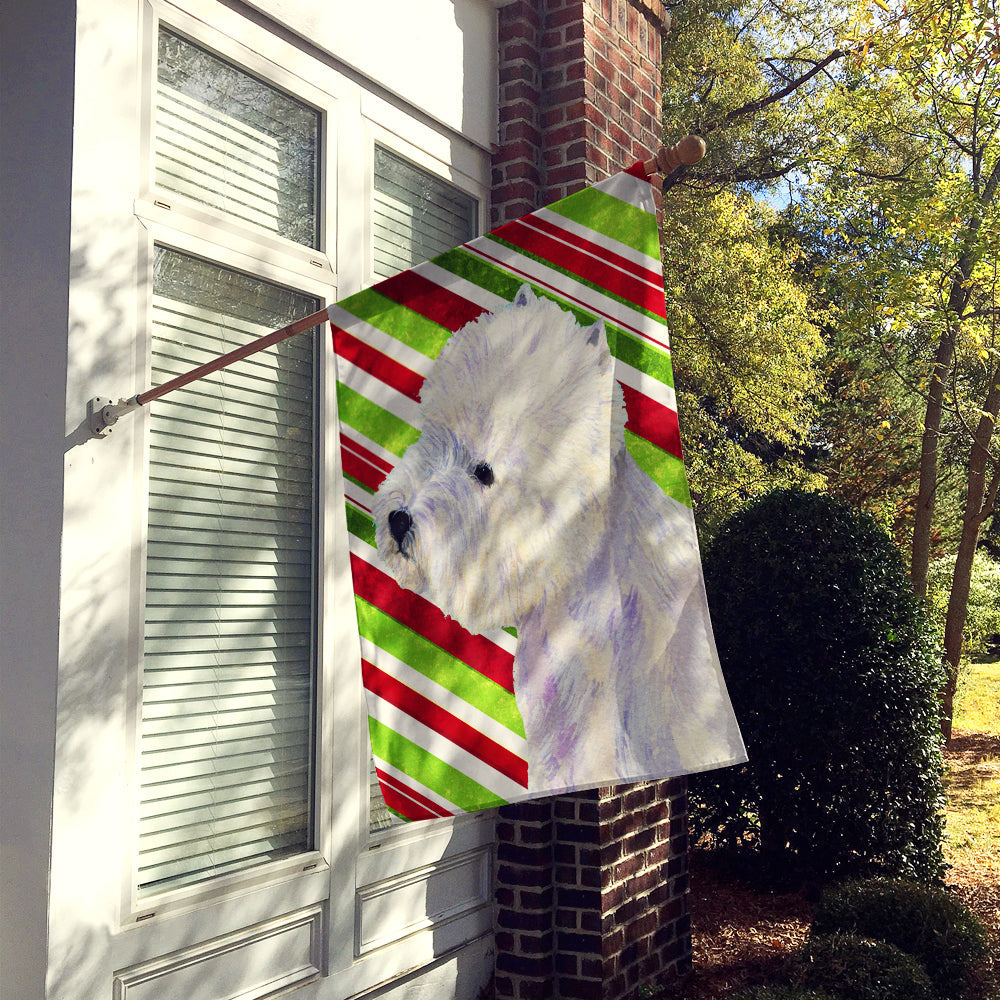 Westie Candy Cane Holiday Christmas House Flag 28x40 Porch Sleeve Pole Decorative Outside Yard Banner Artwork Wall Hanging, Polyester