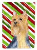 Silky Terrier Candy Cane Holiday Christmas House Flag 28x40 Porch Sleeve Pole Decorative Outside Yard Banner Artwork Wall Hanging, Polyester
