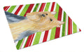 Silky Terrier Candy Cane Holiday Christmas Cutting Board Tempered Glass Kitchen Cutting Surface, Heat Resistant Chopping, Non-Slip Feet, Food Prep & Serving