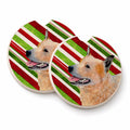 Australian Cattle Dog Candy Cane Holiday Christmas Set of 2 Cup Holder Car Coasters Absorbent Round Sandstone Coasters Gifts for Men or Women, 2.5, Multicolor